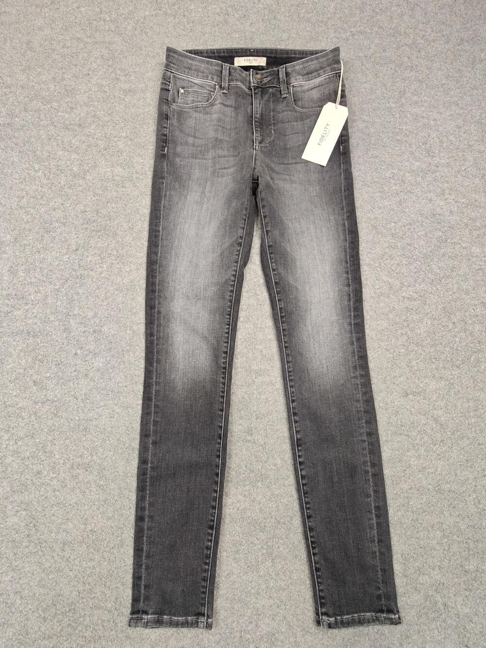 Fidelity Jeans Womens 26 Black Charcoal Wash Skinny Extra-Slim 29 Inseam New